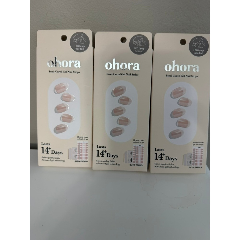 Ohora Gel Nail Strips Women OS Satin French Lot of 3 NWT NM-001-T
